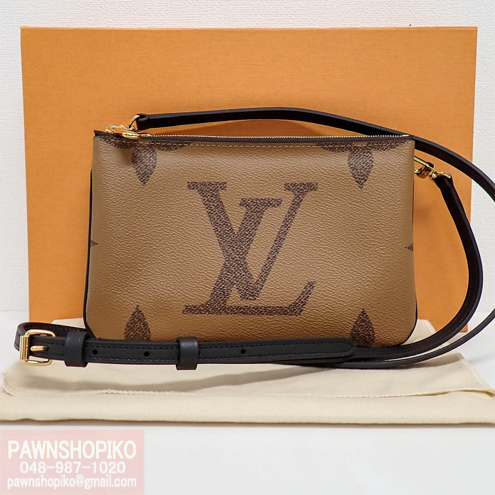 Louis Vuitton Monogram Zip Double Giant Reverse Pochette Brown